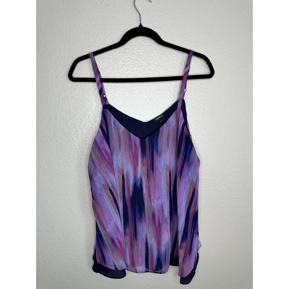 Torrid Tank Top Womens 00 Watercolor Print Sleeveless Chiffon Layered Blouse Shi